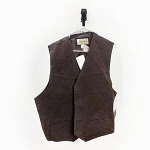 GreatLand Brown Leather Vest Men’s XL Western Button Front NEW With Tags